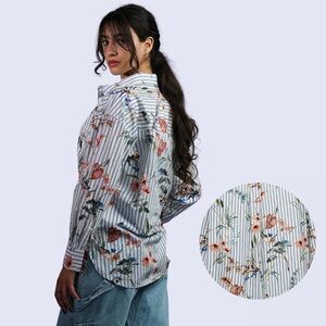 ZARA | Floral Striped Shirt Blouse